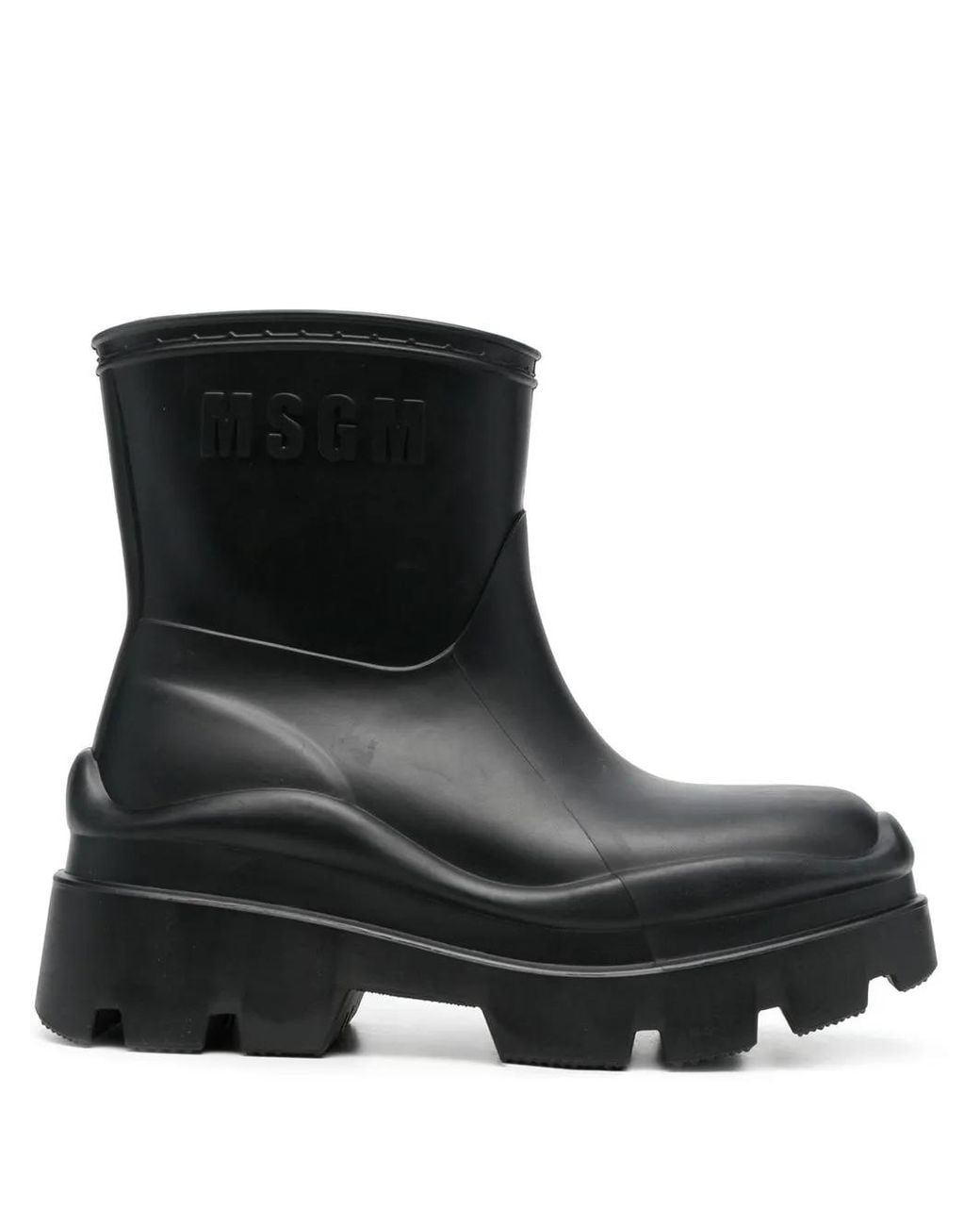 MSGM Black Logo-Embossed Ankle Boots