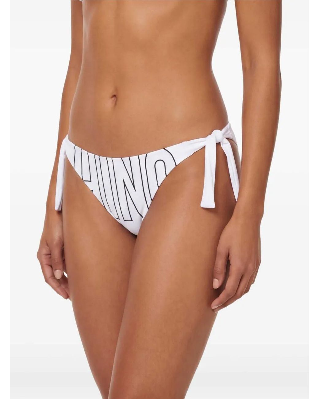 Moschino White Rubber Logo Bikini Bottoms