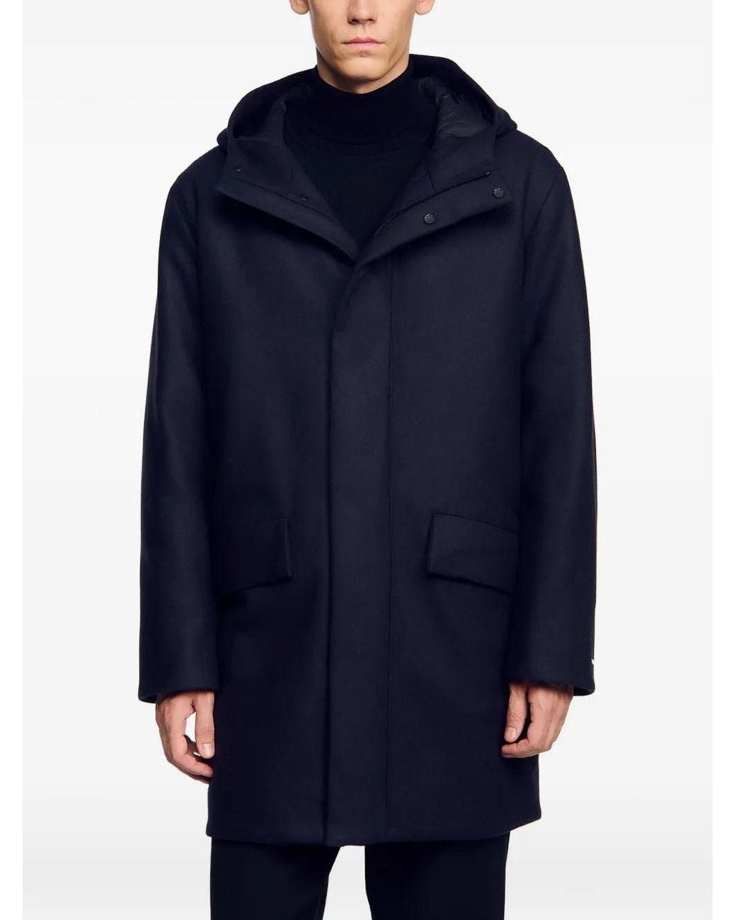 Sandro Blue Wool And Cashmere Parka for men