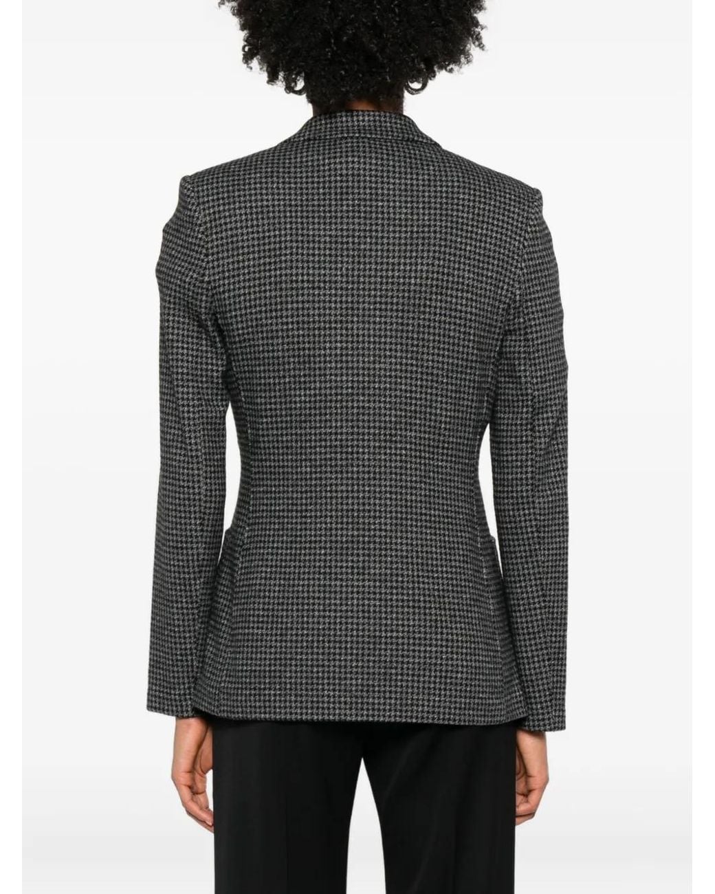 Harris Wharf London Black Houndstooth Double-Breasted Blazer