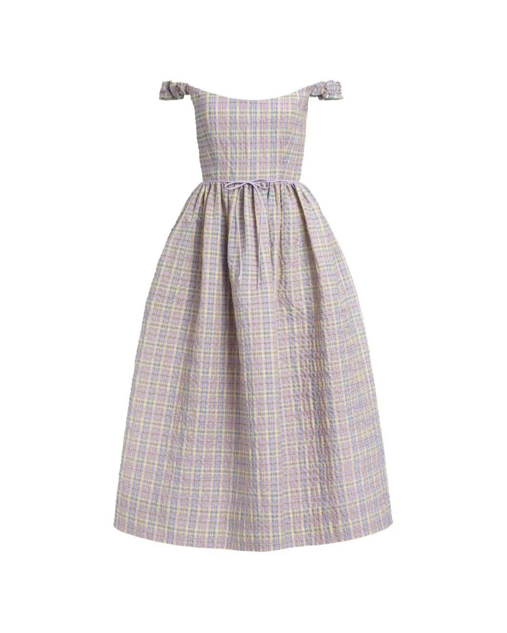 Markarian Gray Ginger Plaid Seersucker Dress