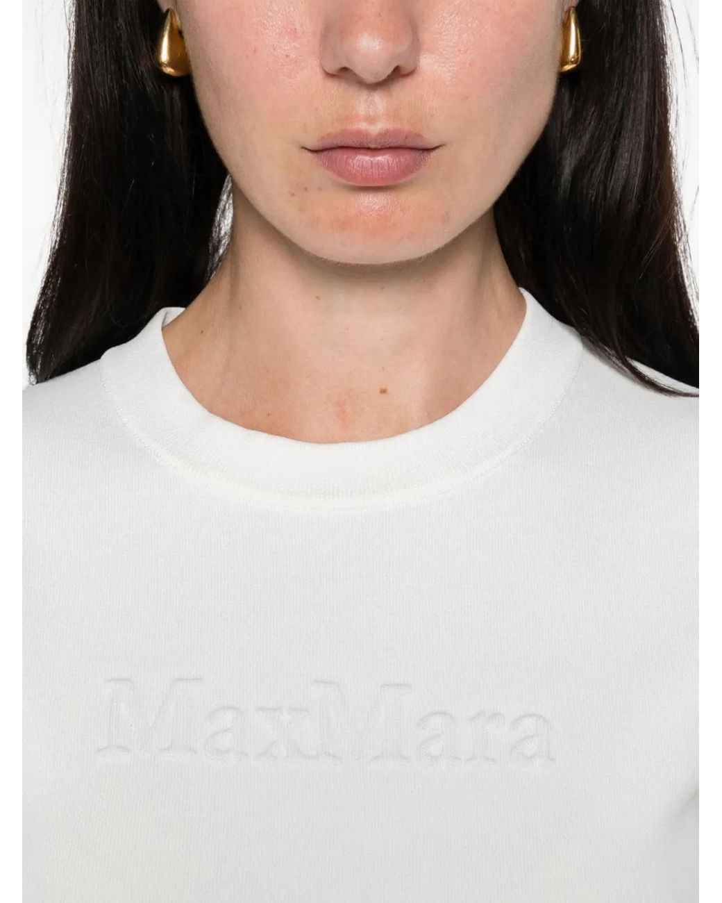 Max Mara White Ribbed Crew-Neck T-Shirt