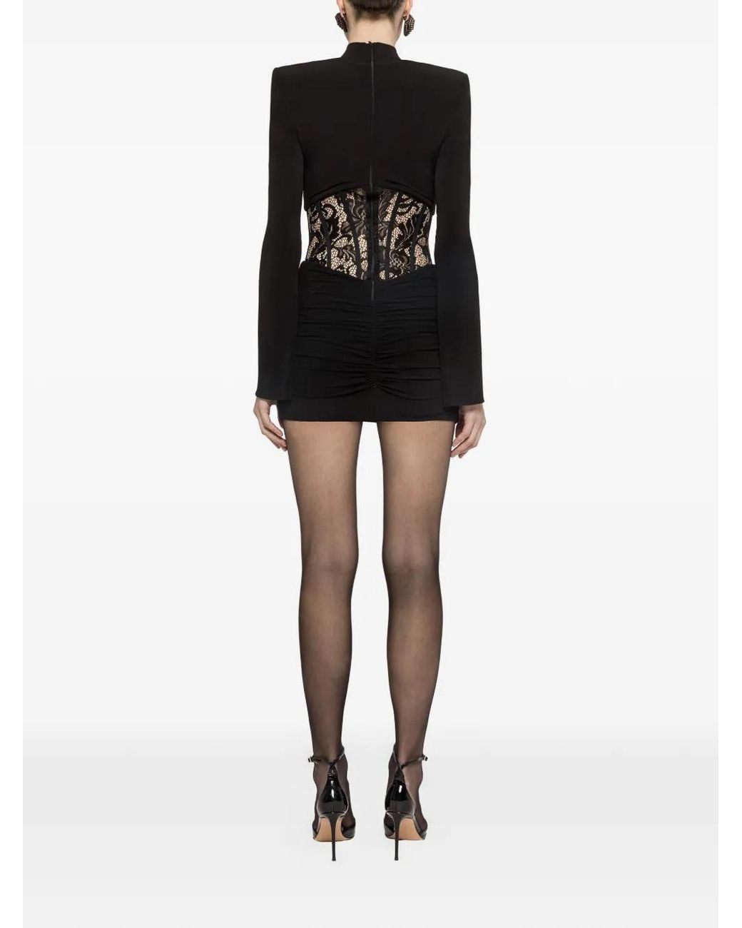 Nissa Black Lace-Panel Mini Dress
