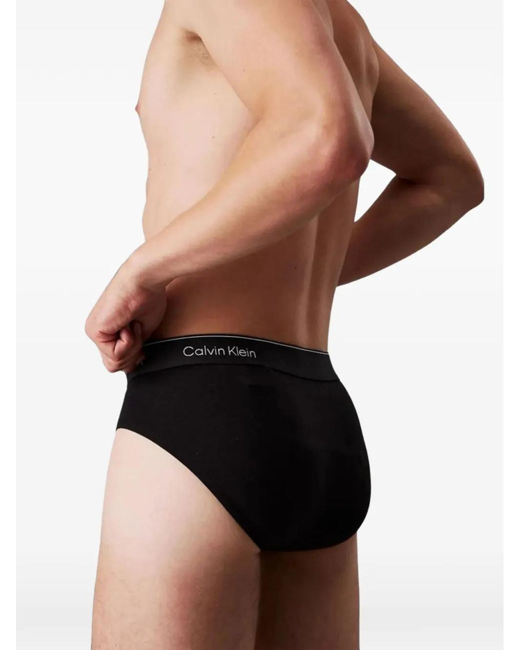 Calvin Klein Black Logo-Waistband Briefs (Set Of Three) for men