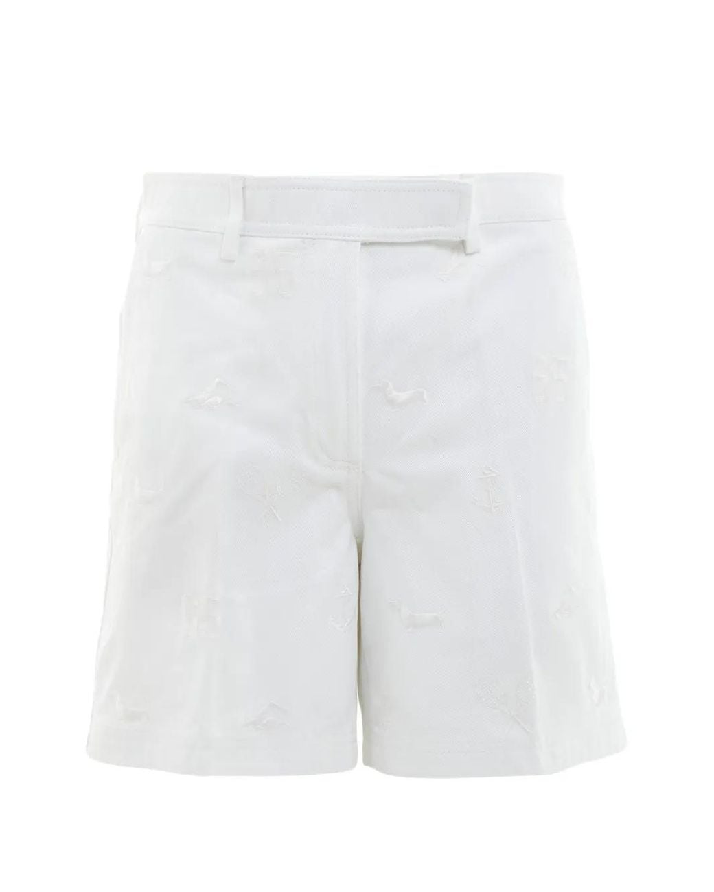 Thom Browne White Short En Coton À Broderies
