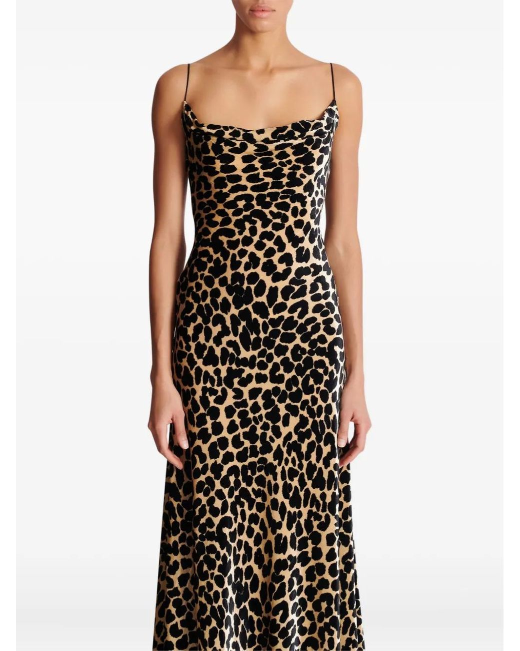 Balmain White Midi Leopard-Print Velvet Dress