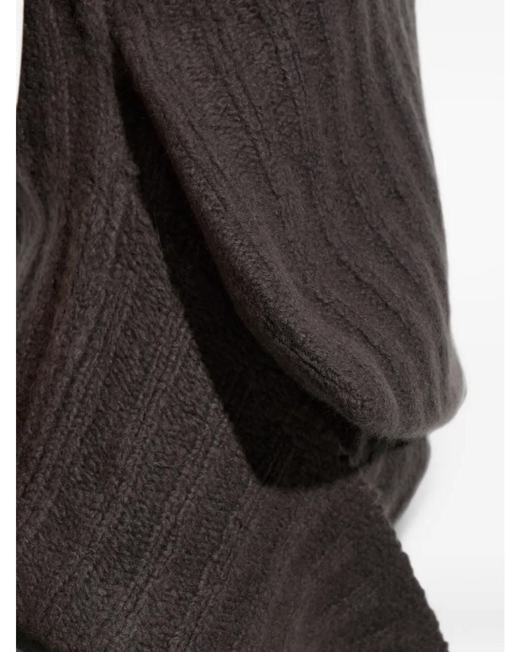 Rick Owens Brown Ribbed Asymmetric Vest