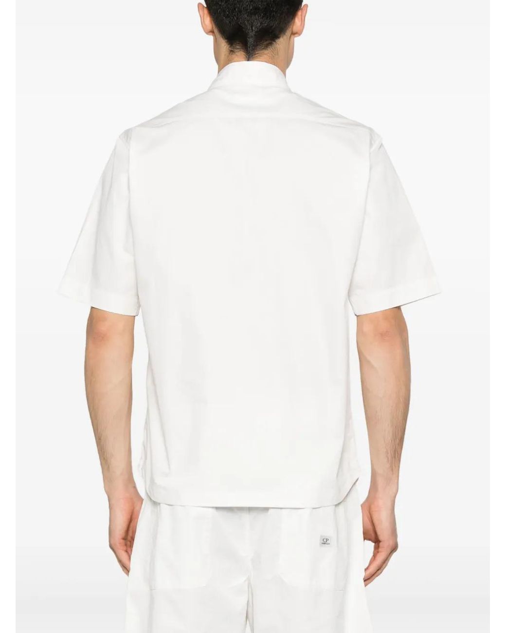 C P Company White Gabardine Shortleeved Shirt for men