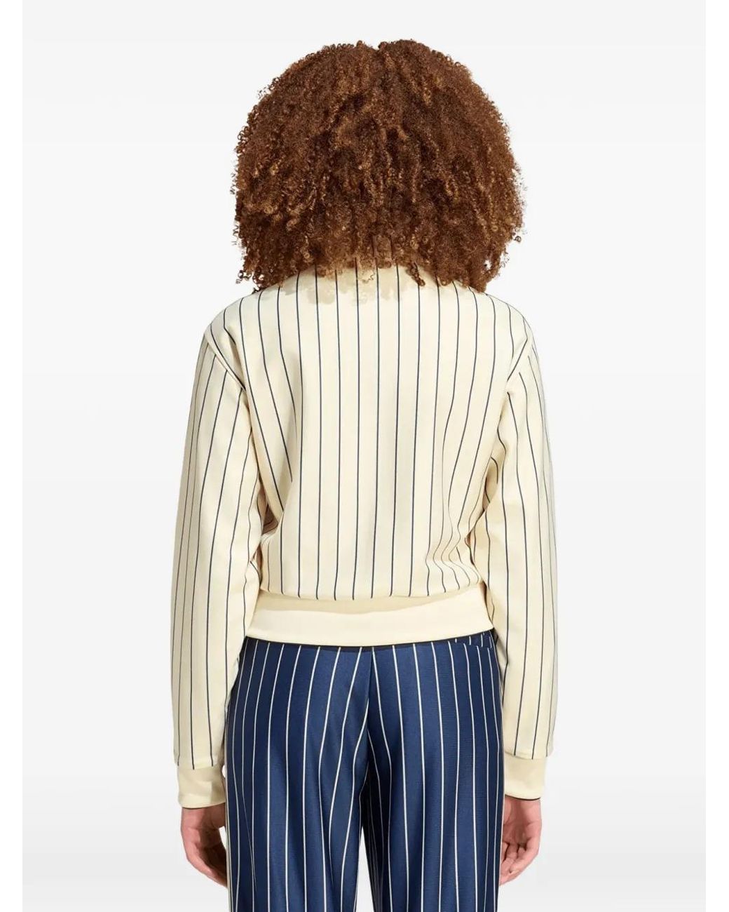Adidas Blue Pinstripe-Print Sweater