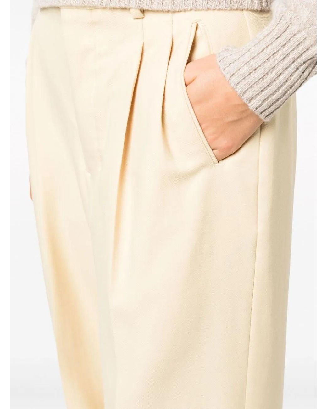 AMI Natural Straight-leg Virgin-wool Trousers