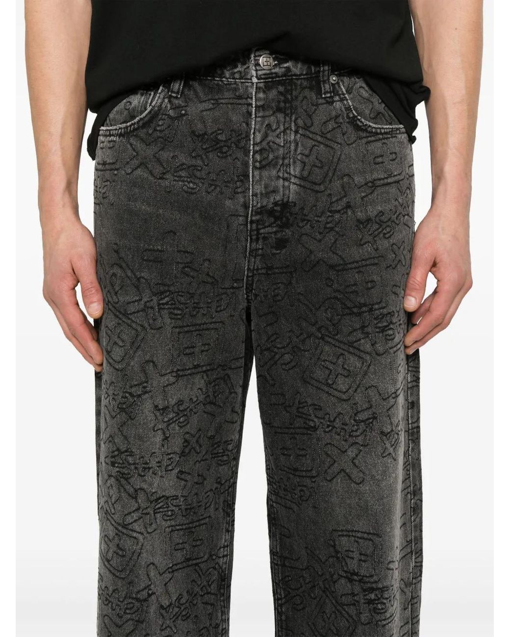 Ksubi Gray Maxx Stencil Stitch Jeans for men