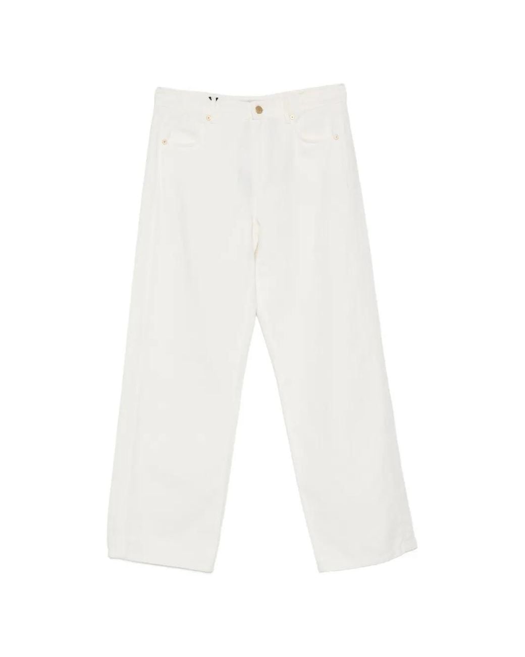 Max Mara White Cotton And Linen Pants