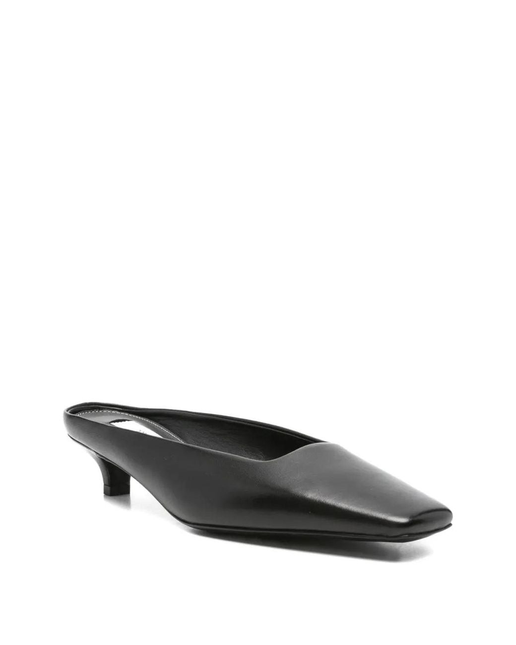 Totême Black Square-Toe Leather Mules