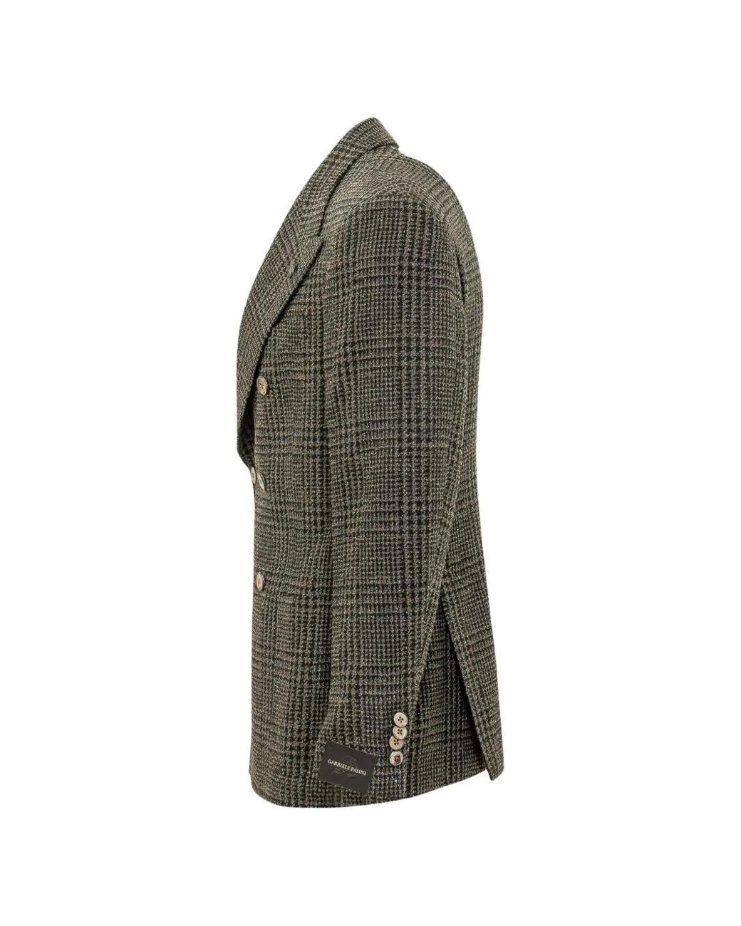 Gabriele Pasini Green Double-Breasted Check-Pattern Jacket for men