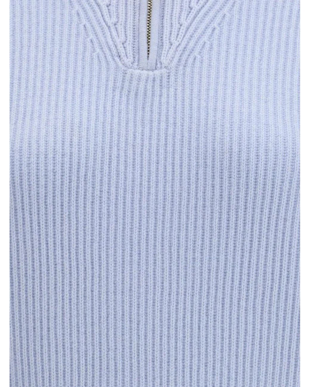 Forte_forte Blue Rib-Knit Half-Zip Jumper