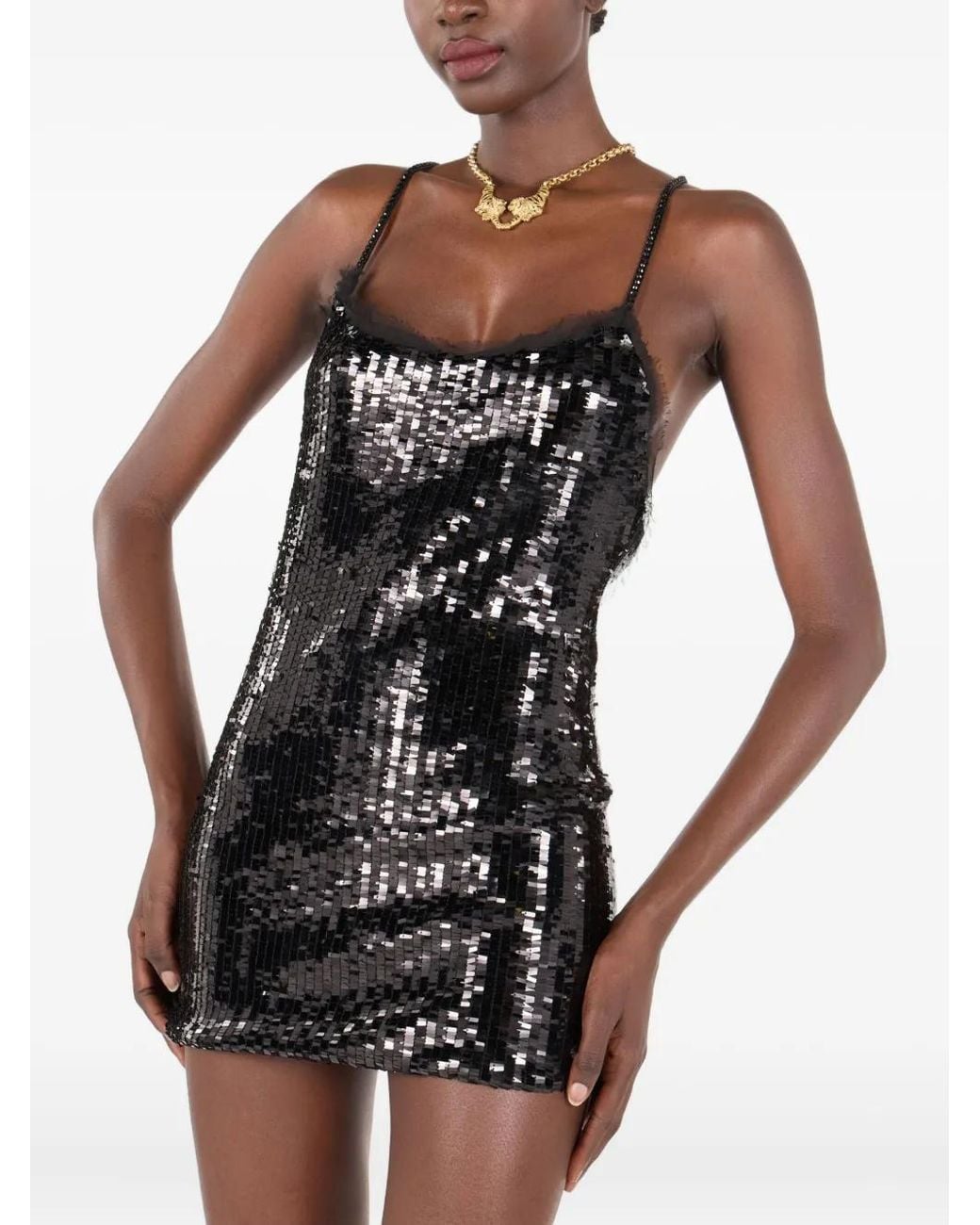 Roberto Cavalli Black Sequined Mini Dress