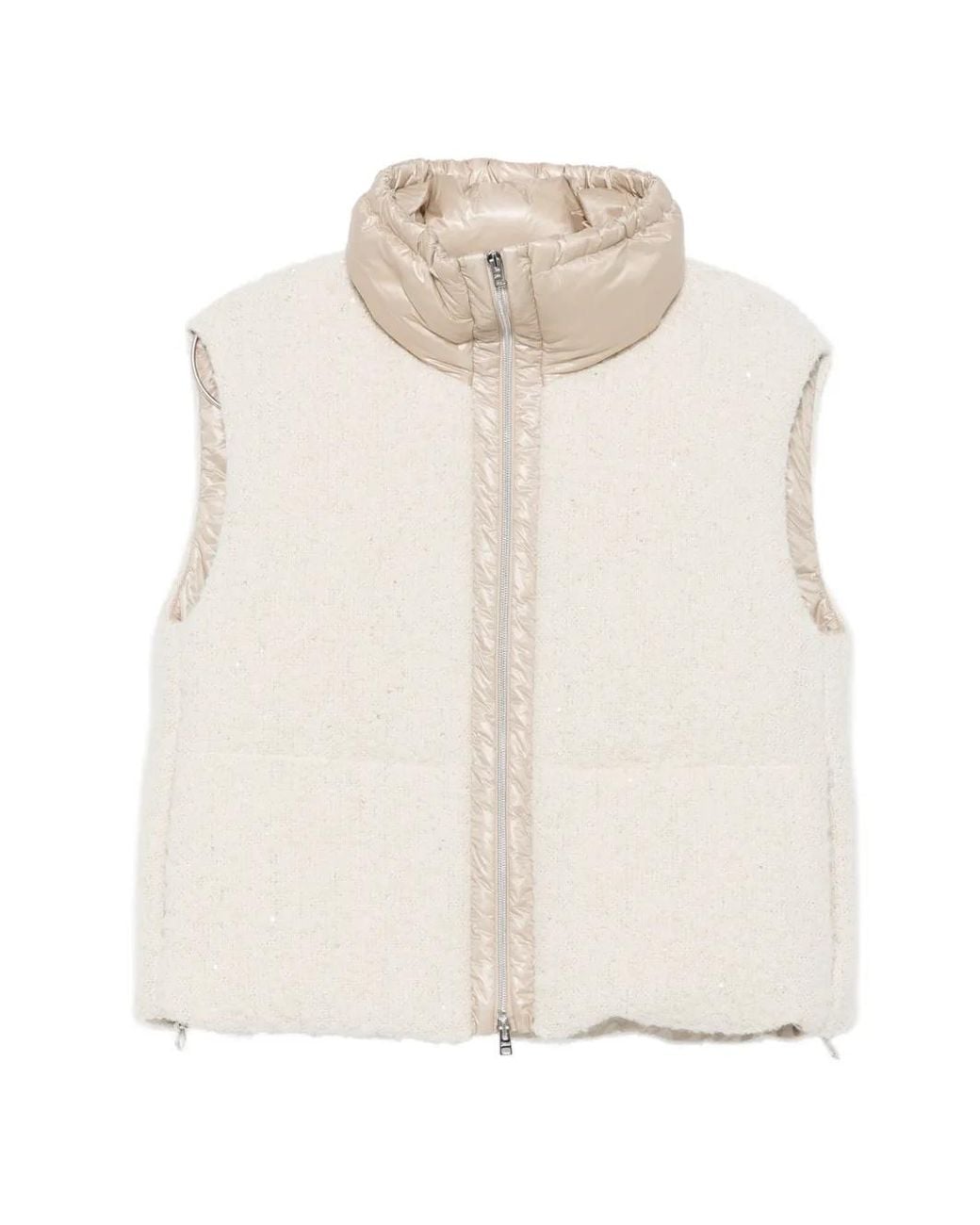 Herno White Sequin-Embellished Funnel-Neck Gilet