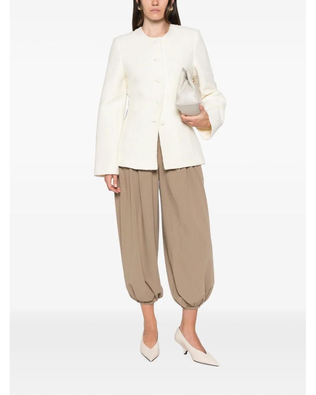 Rohe White Bouclé-Texture Single-Breasted Jacket