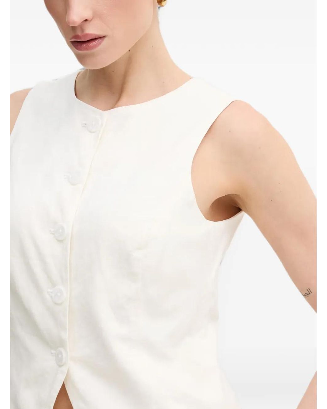 DKNY White Sleeveless Blouse
