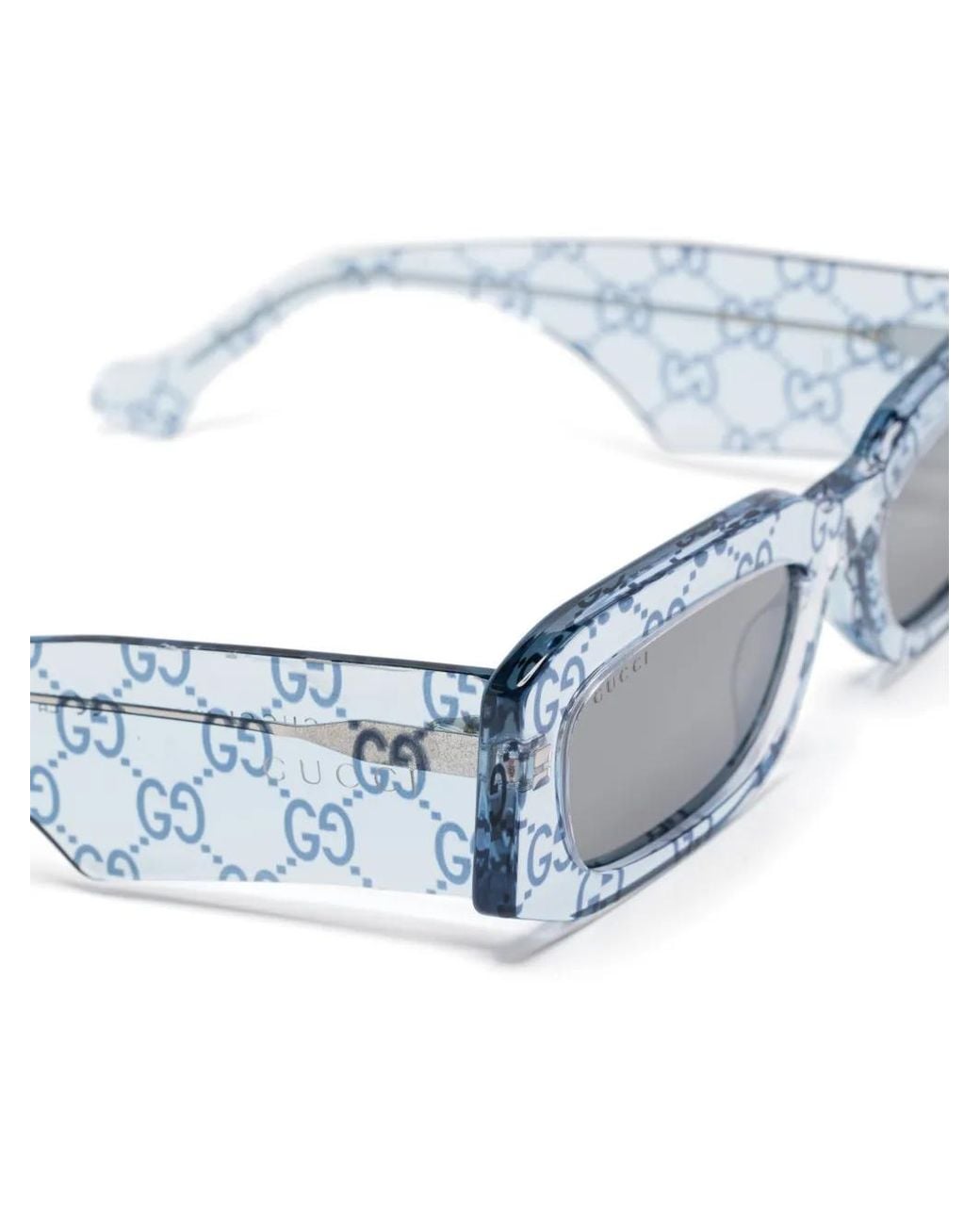 Gucci Blue Gg Monogram Rectangle-Frame Sunglasses
