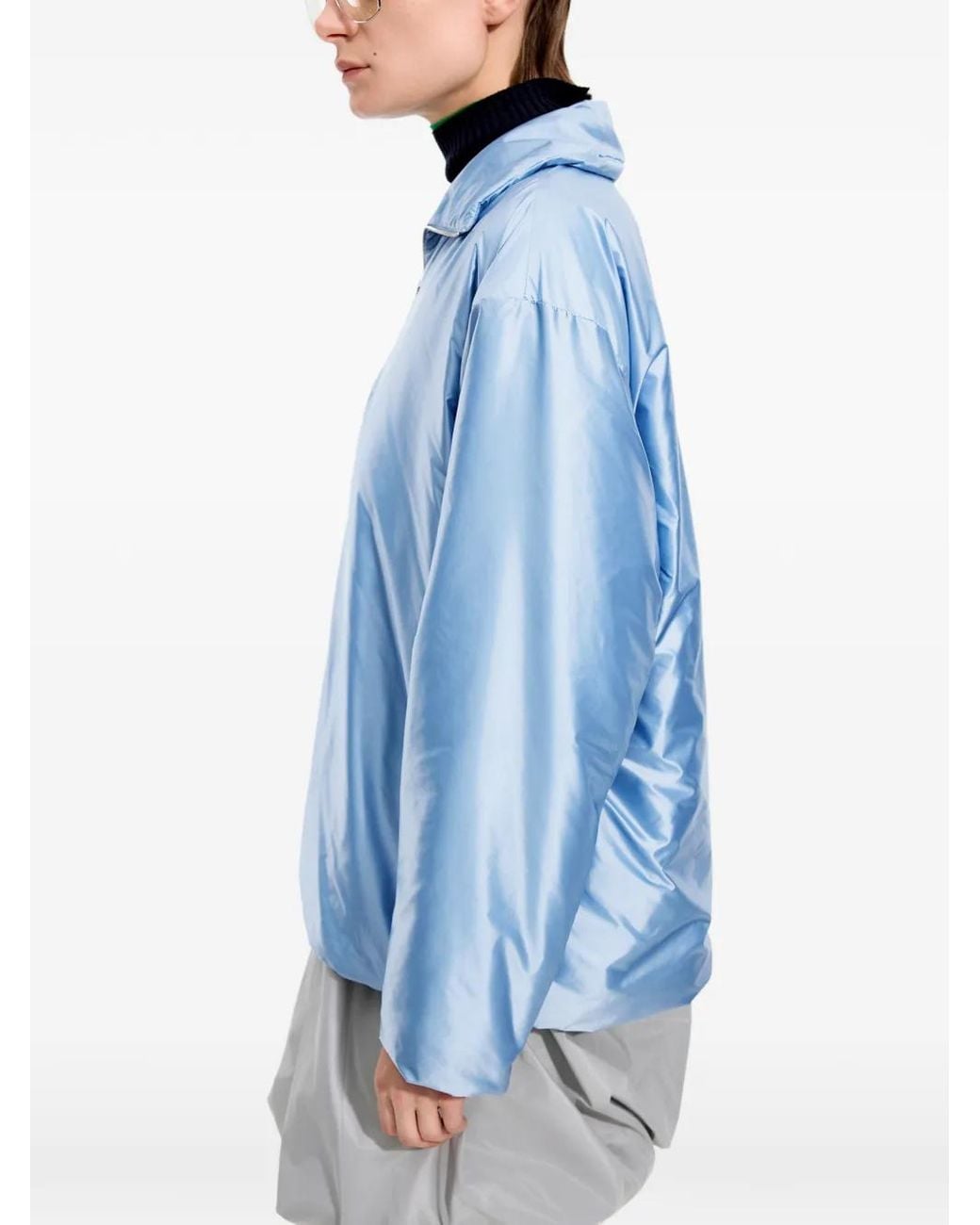 JNBY Blue Quarter-Zip Satin-Finish Top