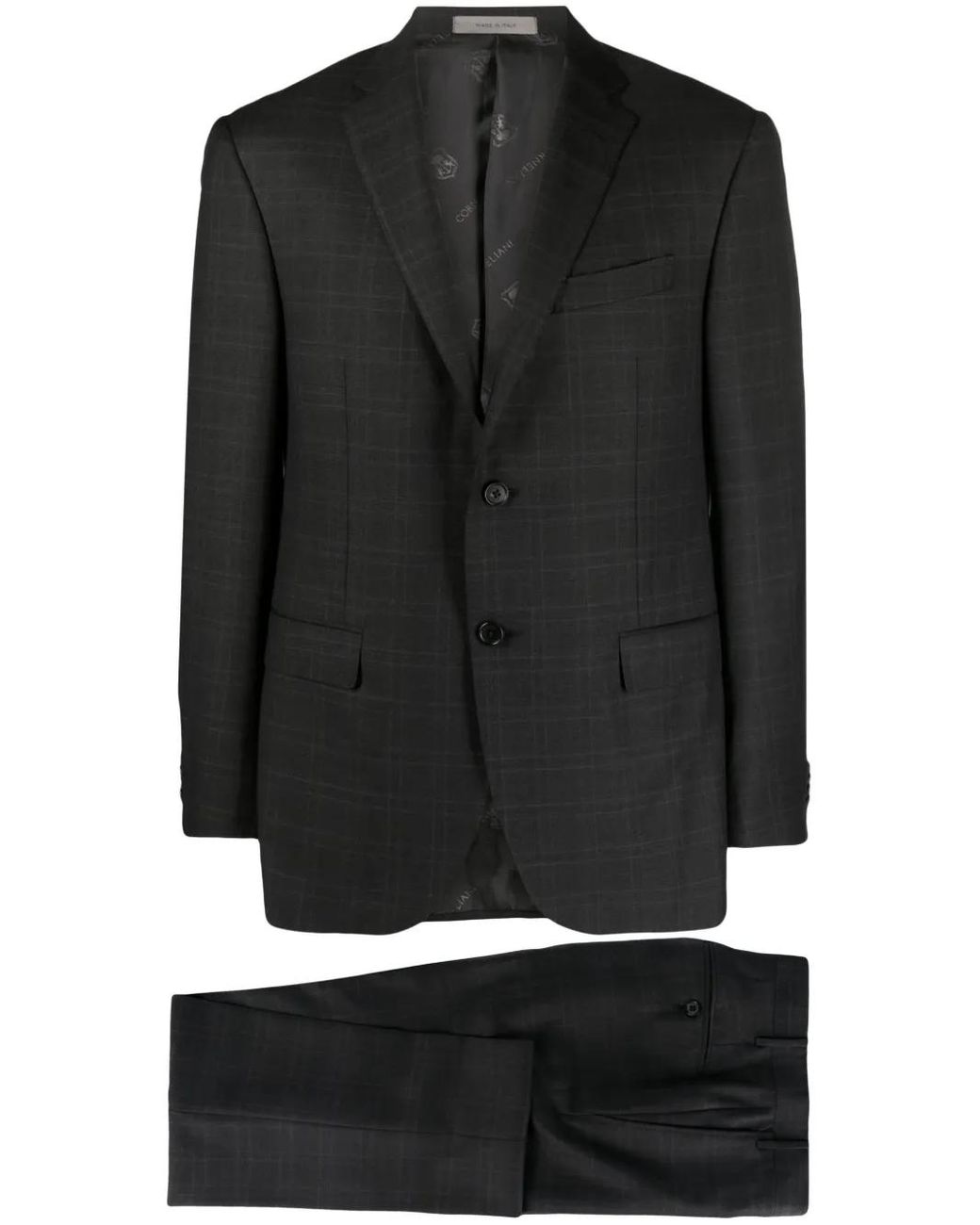 Corneliani Black Checked Single-Breasted Suit for men