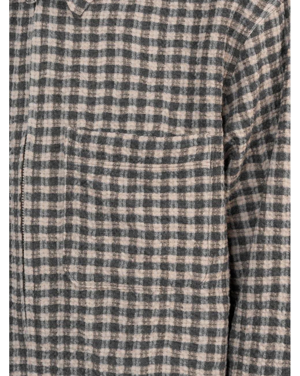 Another Aspect Gray 1.0 Check-Pattern Zip-Up Shirt for men