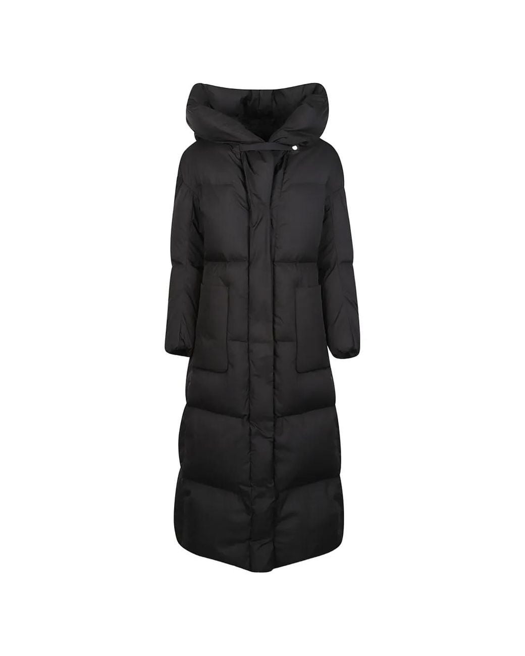 Add Black Hooded Quilted Coat