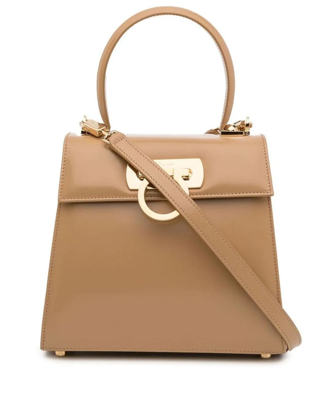 Ferragamo Natural Small Iconic Top Handle Bag