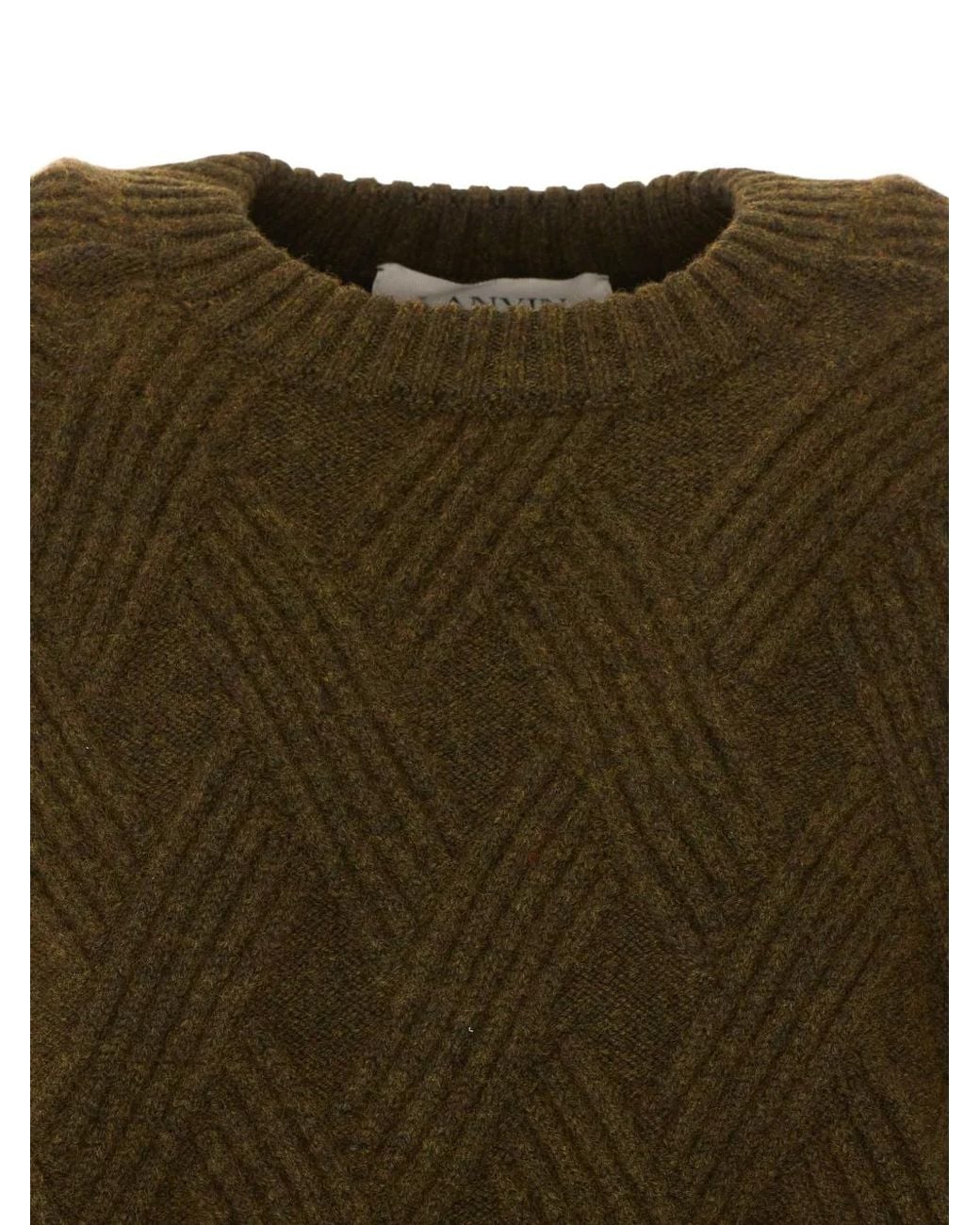 Lanvin Green Cable-Knit Wool Sweater for men
