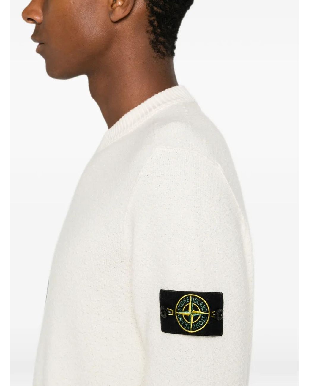 Stone Island White Logo-Patch Sweater for men