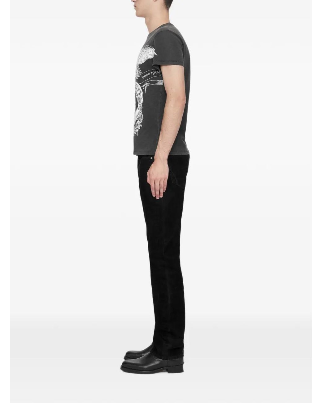AllSaints Black Emblems Graphic-Print Crew-Neck T-Shirt for men