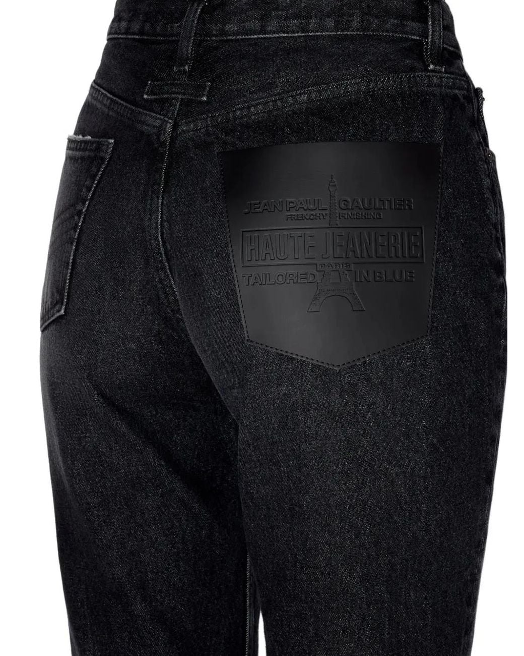 Jean Paul Gaultier Blue Logo-Patch High-Waist Straight-Leg Jeans