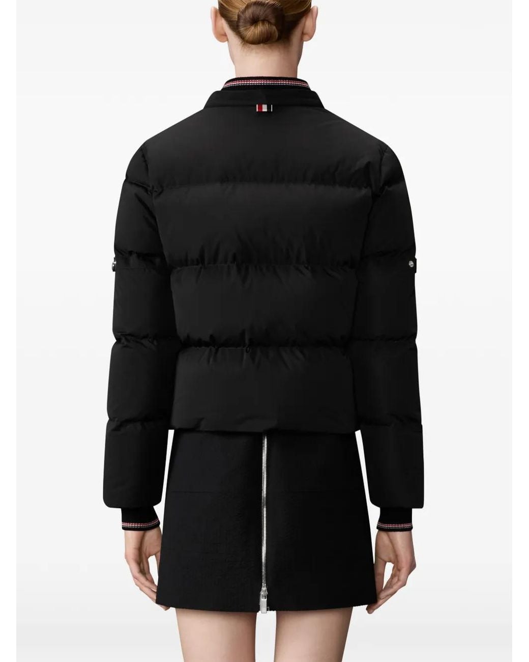 Thom Browne Black Down Filled Cropped Parka With Armbands