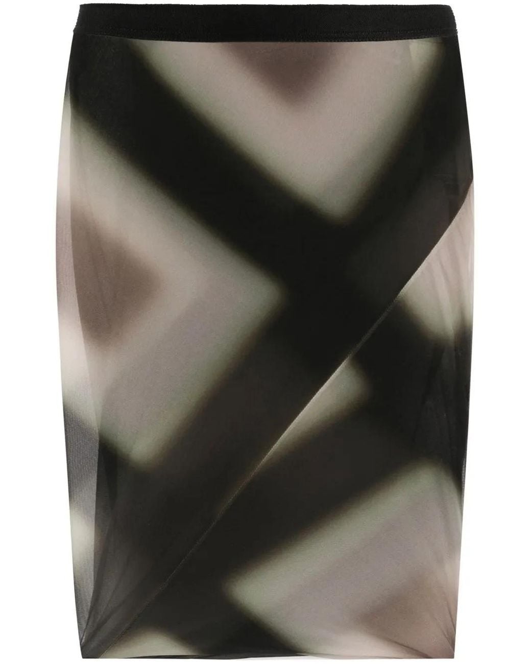 Rick Owens Black Patterned Midi Skirt