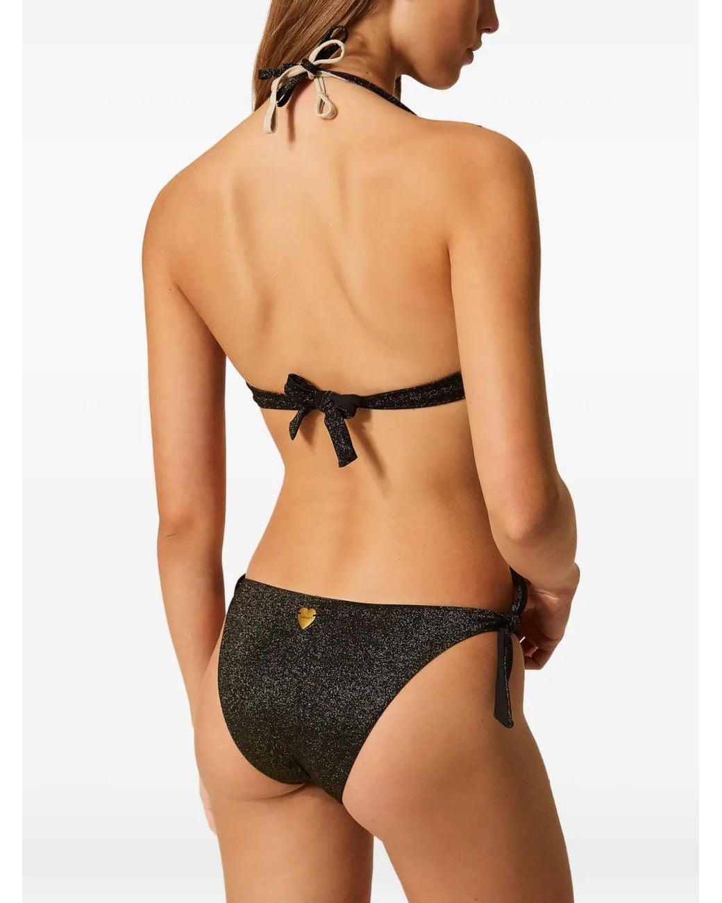 Twinset Black String De Bikini Avec Lurex
