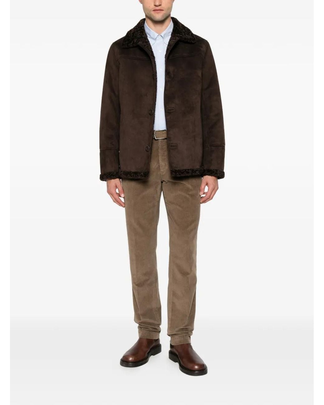Herno Brown Faux-Suede Coat for men