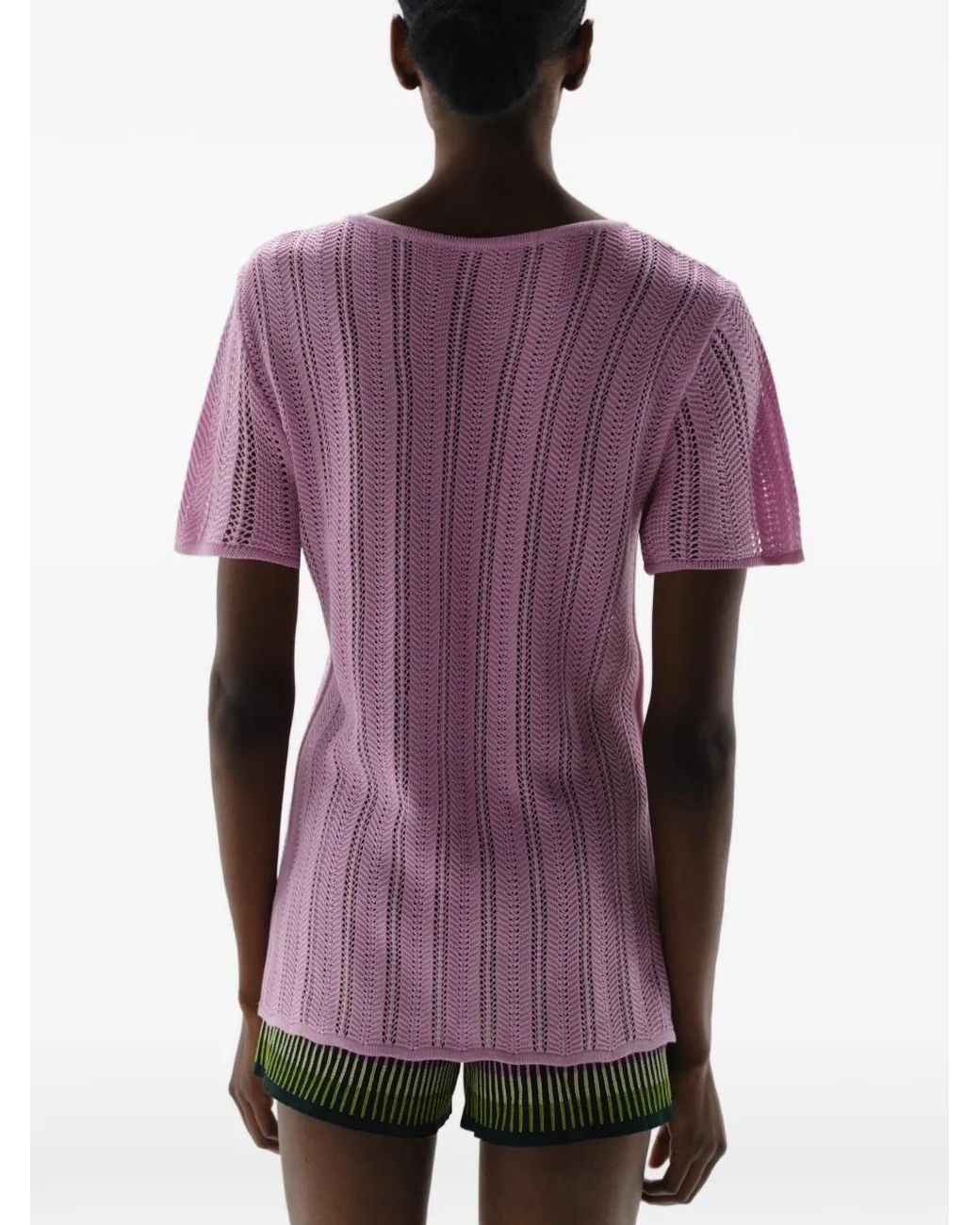 Baobab Pink Corsica Round-Neck Button-Details Cutout T-Shirt