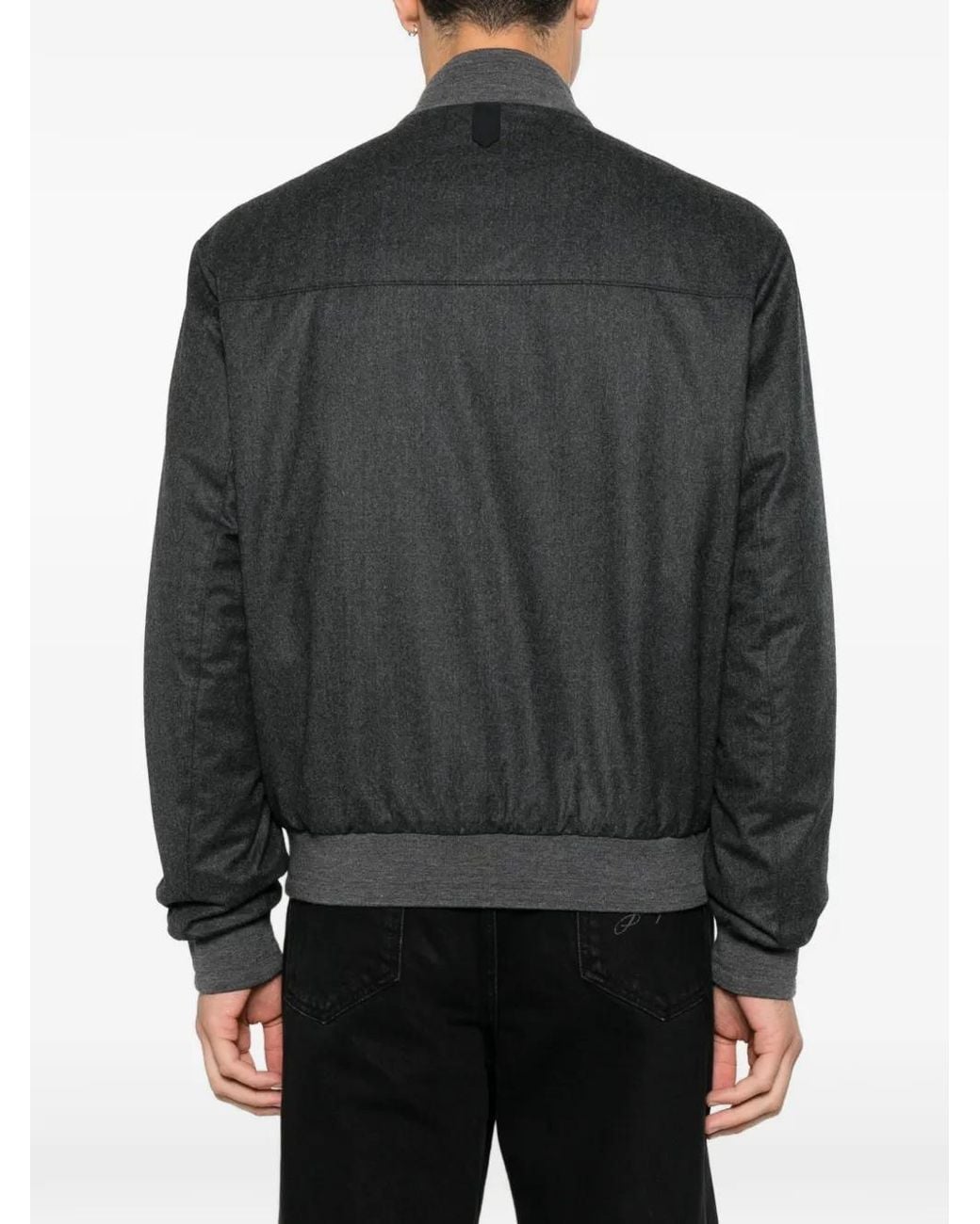 Canali Gray Wool Zip-Up Jacket for men
