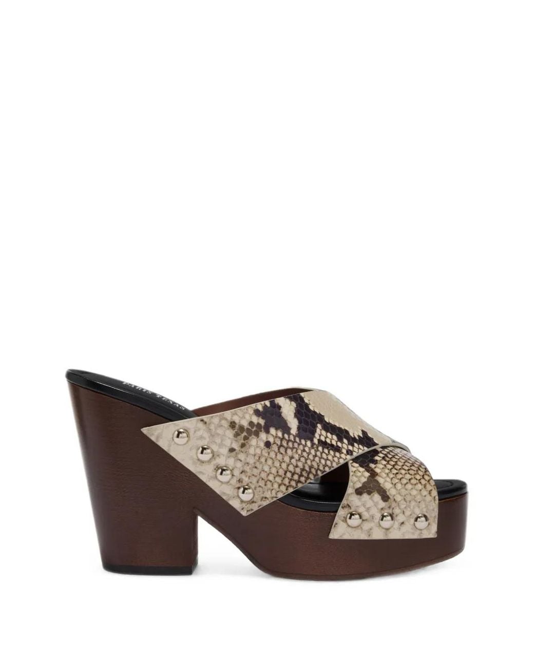Paris Texas Brown Marisol Snakeskin-Effect Studded Sandals