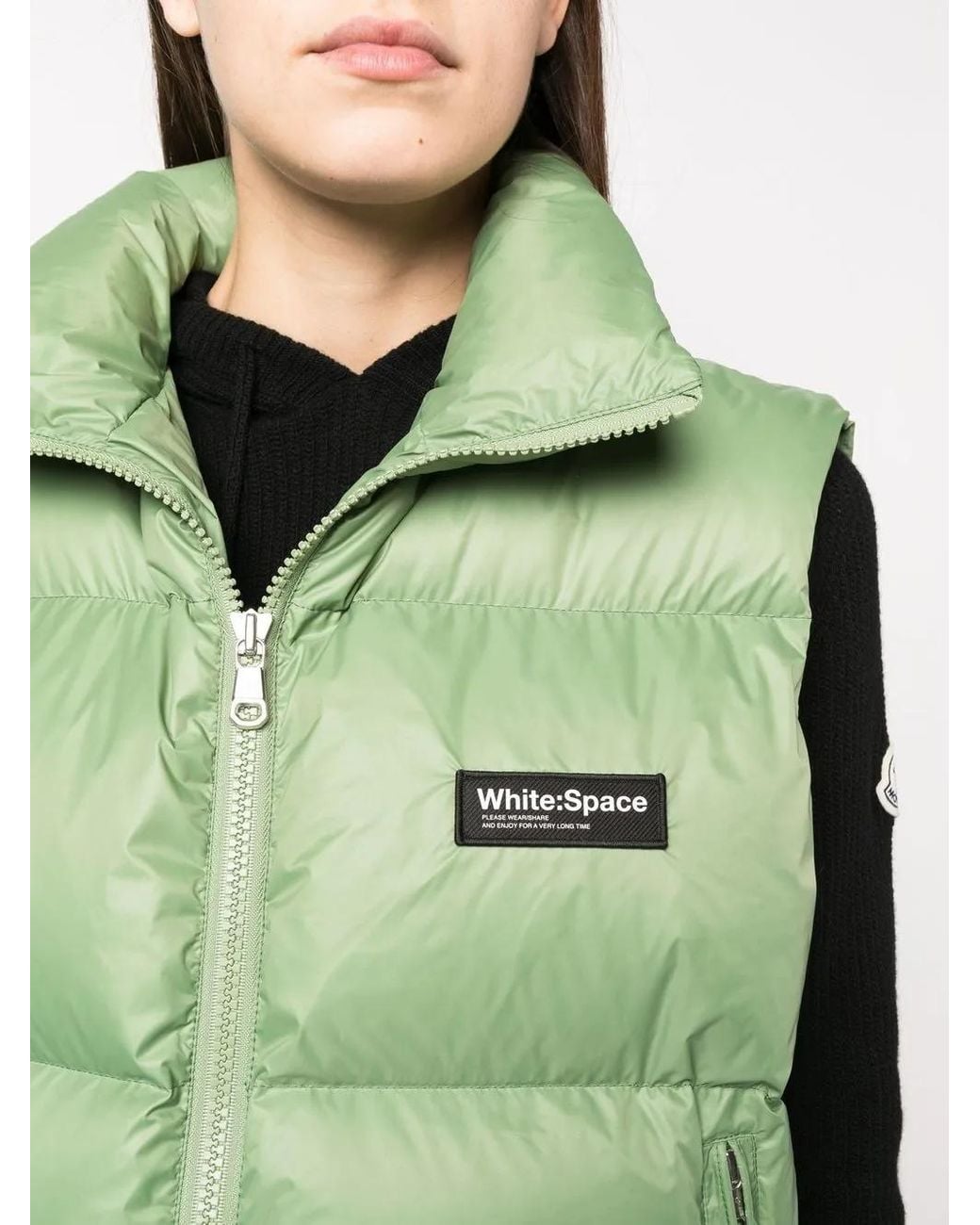 White/space Green Padded Zip-Up Gilet