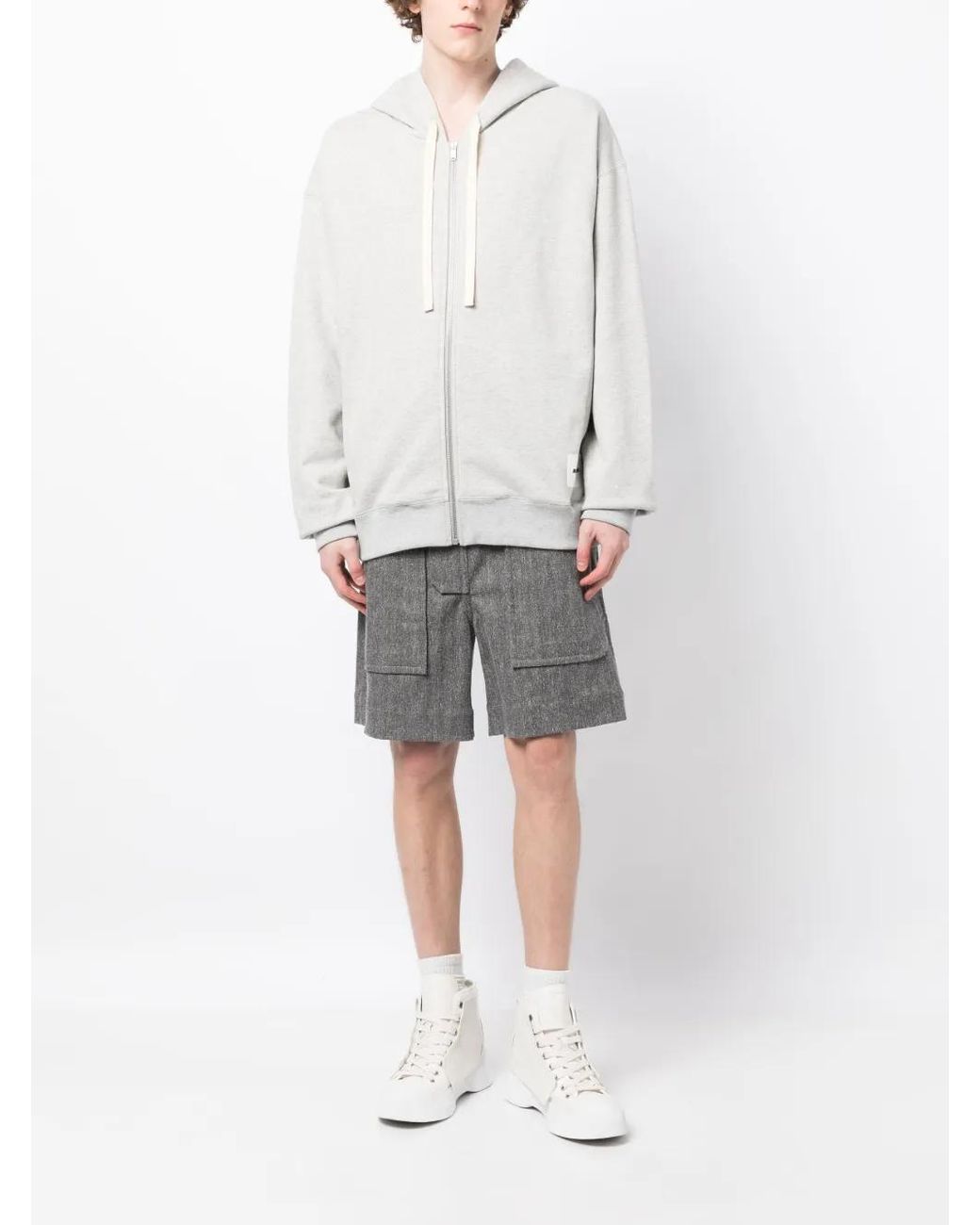 Jil Sander White Logo-Patch Cotton Cardigan for men