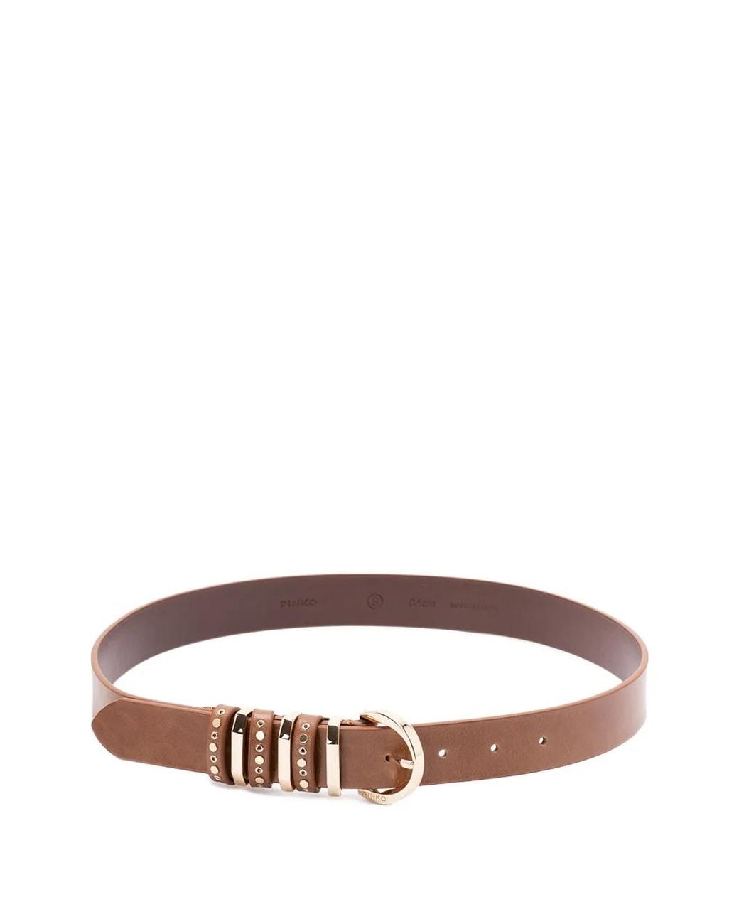 Pinko Brown Ceinture En Cuir Brillant À Boucles En Métal, 3 Cm