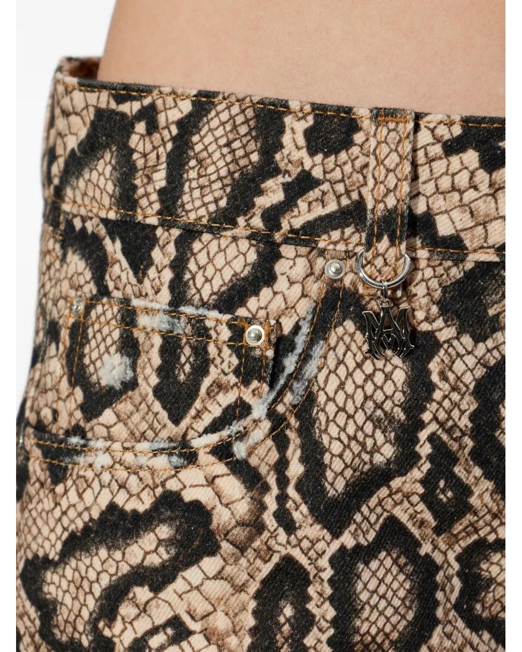 Amiri Natural Snake Denim Shorts