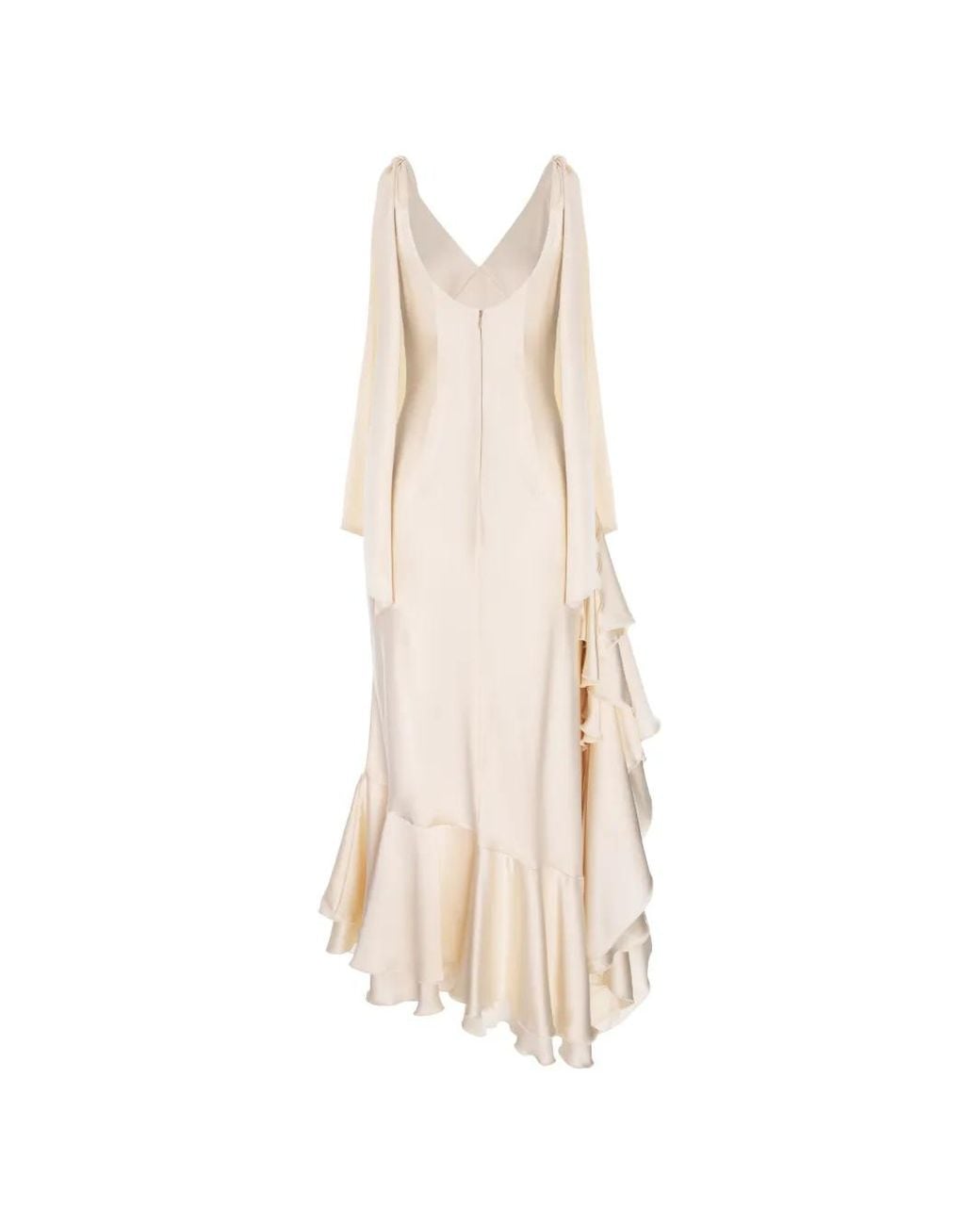 V:PM ATELIER White Acosta Ruffled Maxi Dress