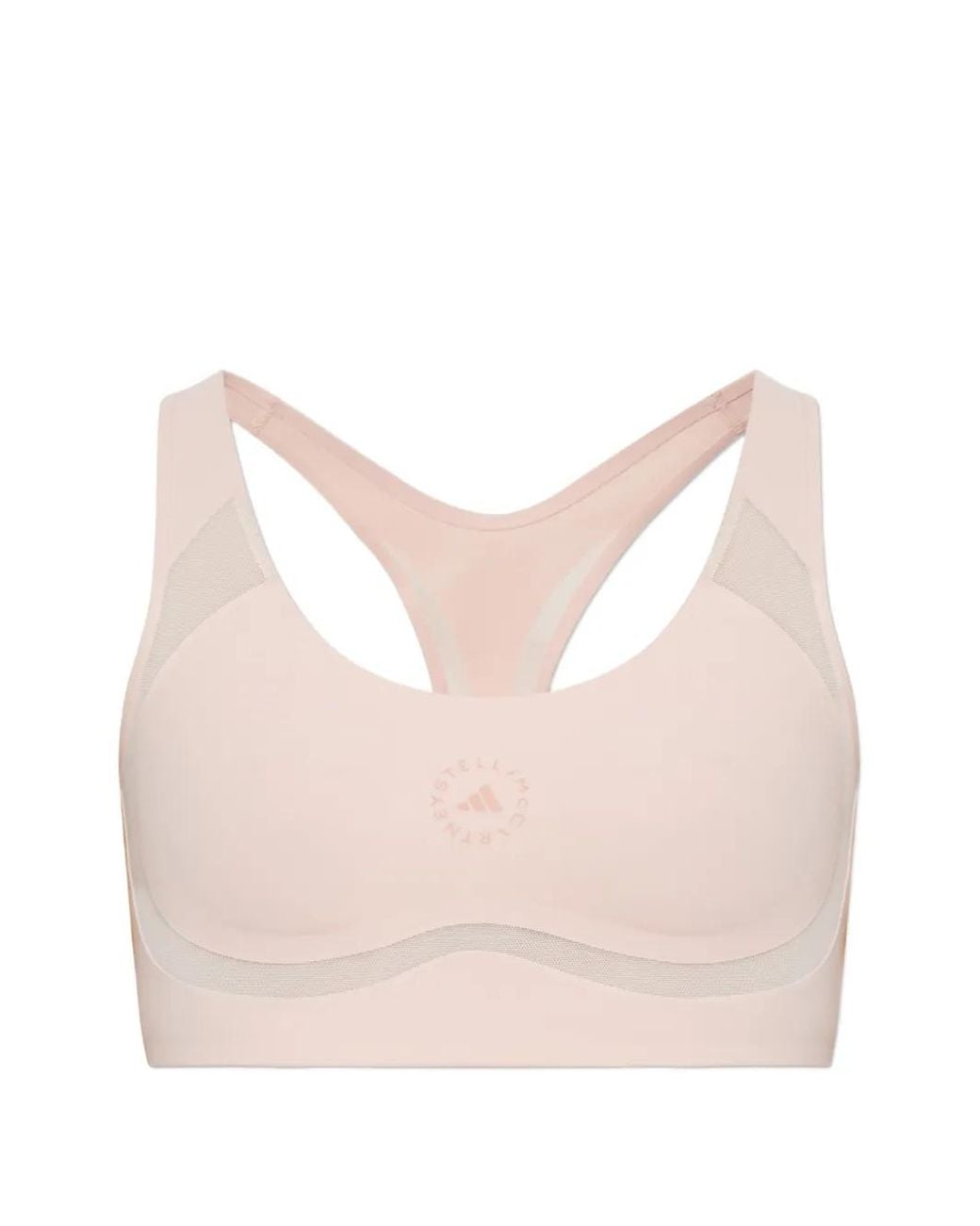 Adidas By Stella McCartney Natural Truepurpose Medium Support Logo-Print Sports Bra