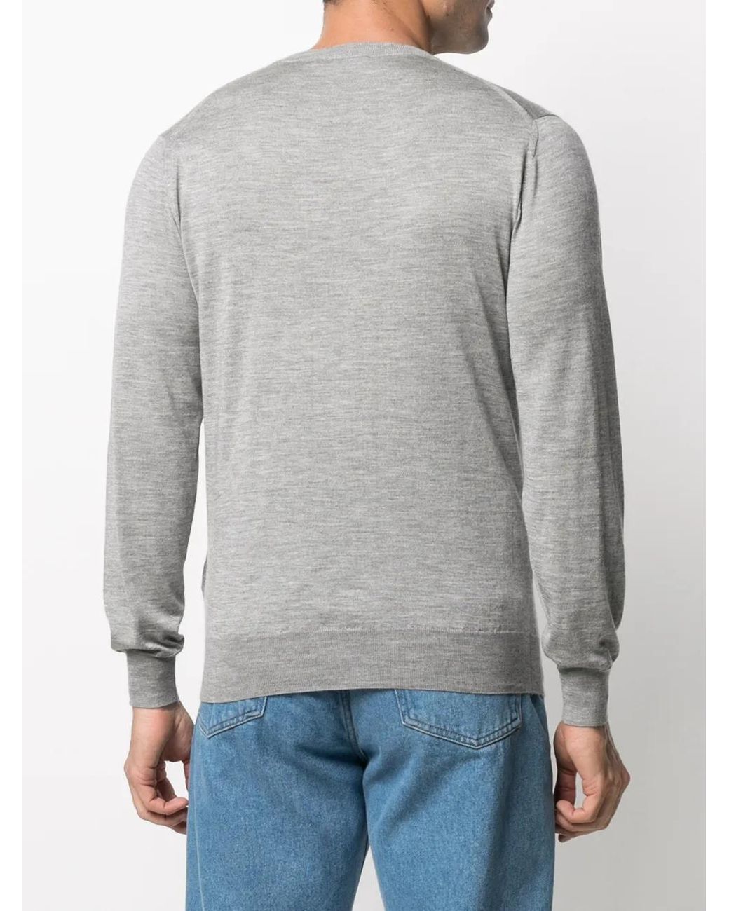 Cruciani Gray Crew Neck Knit Jumper for men