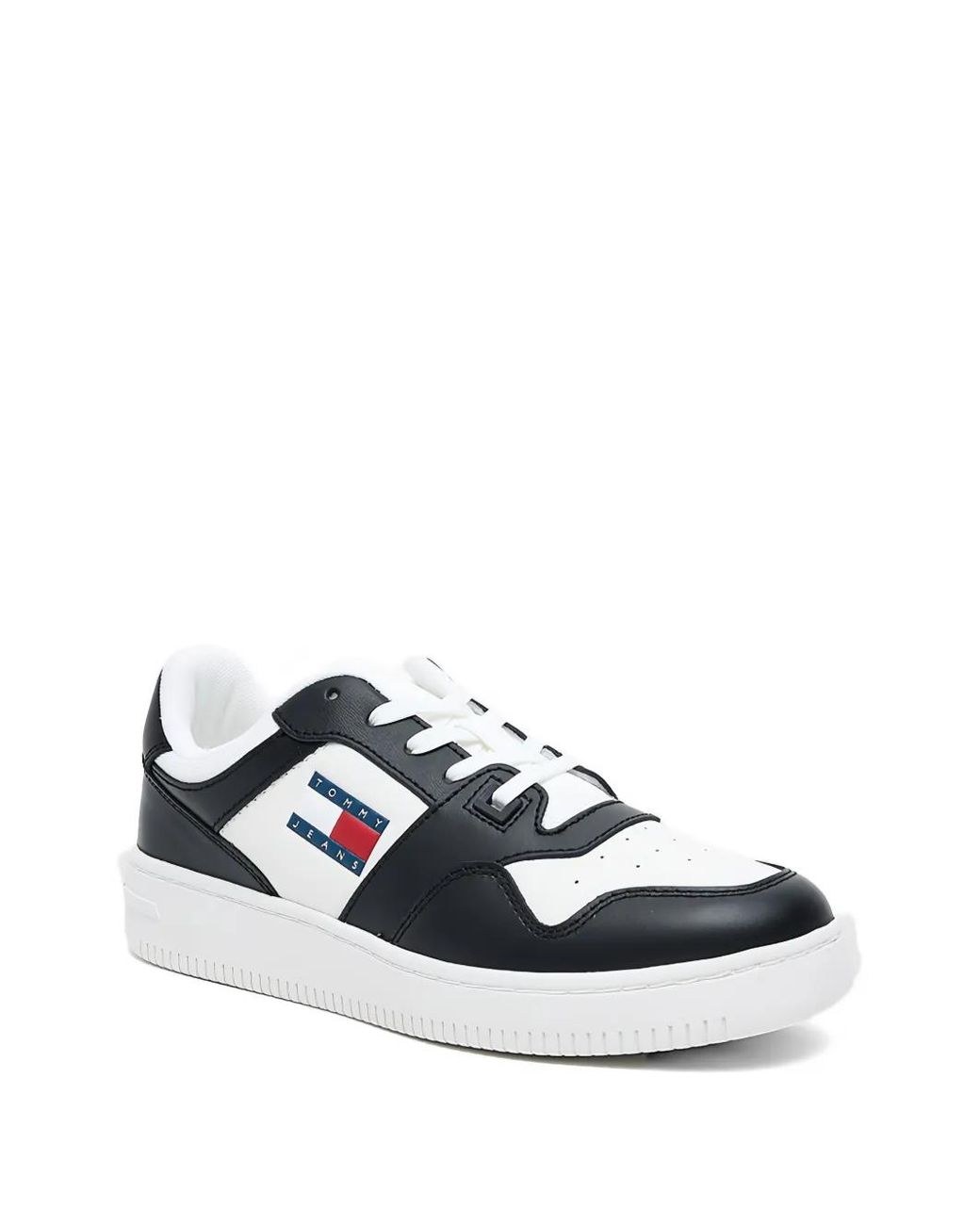Tommy Hilfiger White Two-Tone Logo-Patch Sneakers