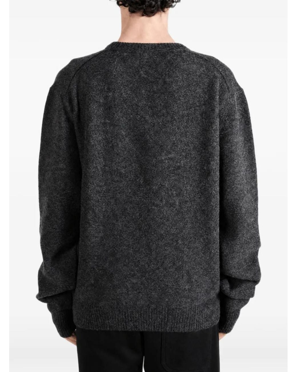 Lemaire Black V-Neck Wool Sweater for men
