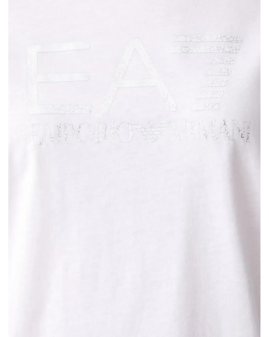 EA7 White Logo-Print T-Shirt